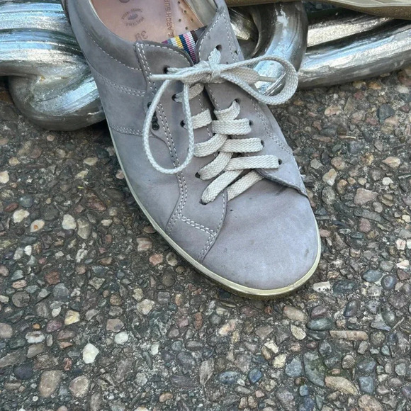 Ecco Pewter Nubuck Suede Leather Casual Sneakers Size 39 - Picture 7 of 8